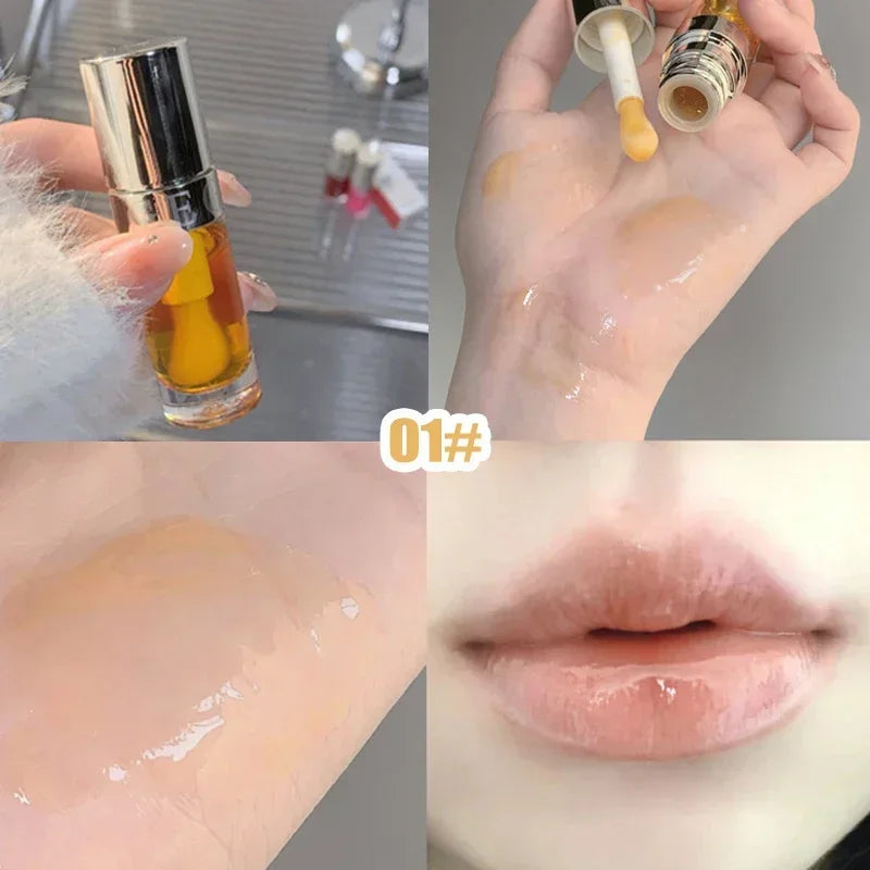 Rynx | Jelly Violet Glass Lip Oil Moisturizing Transparent Volume Lipstick Makeup Nourishing Liquid Lipstick Large Brush Lip Care