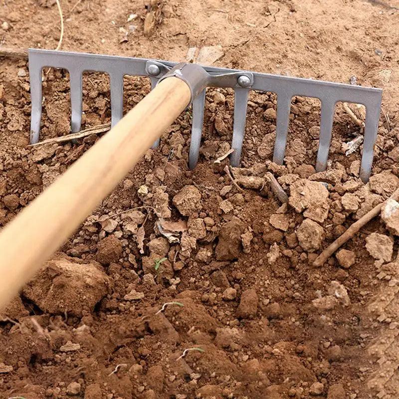 Lisslune | Sustainable Carbon Steel Garden Rake Set for Effective Soil Preparation and Weed Control