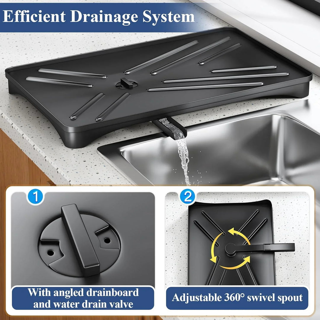 Lisslune | Dish Drying Rack with Drainboard & Large Cutlery Holder – Nova