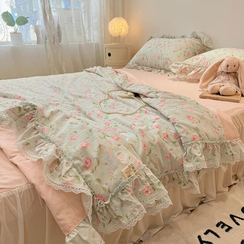 Rynx | Summer blanket cotton Korean lace fragmented series air conditioning quilt high-quality summer blanket set