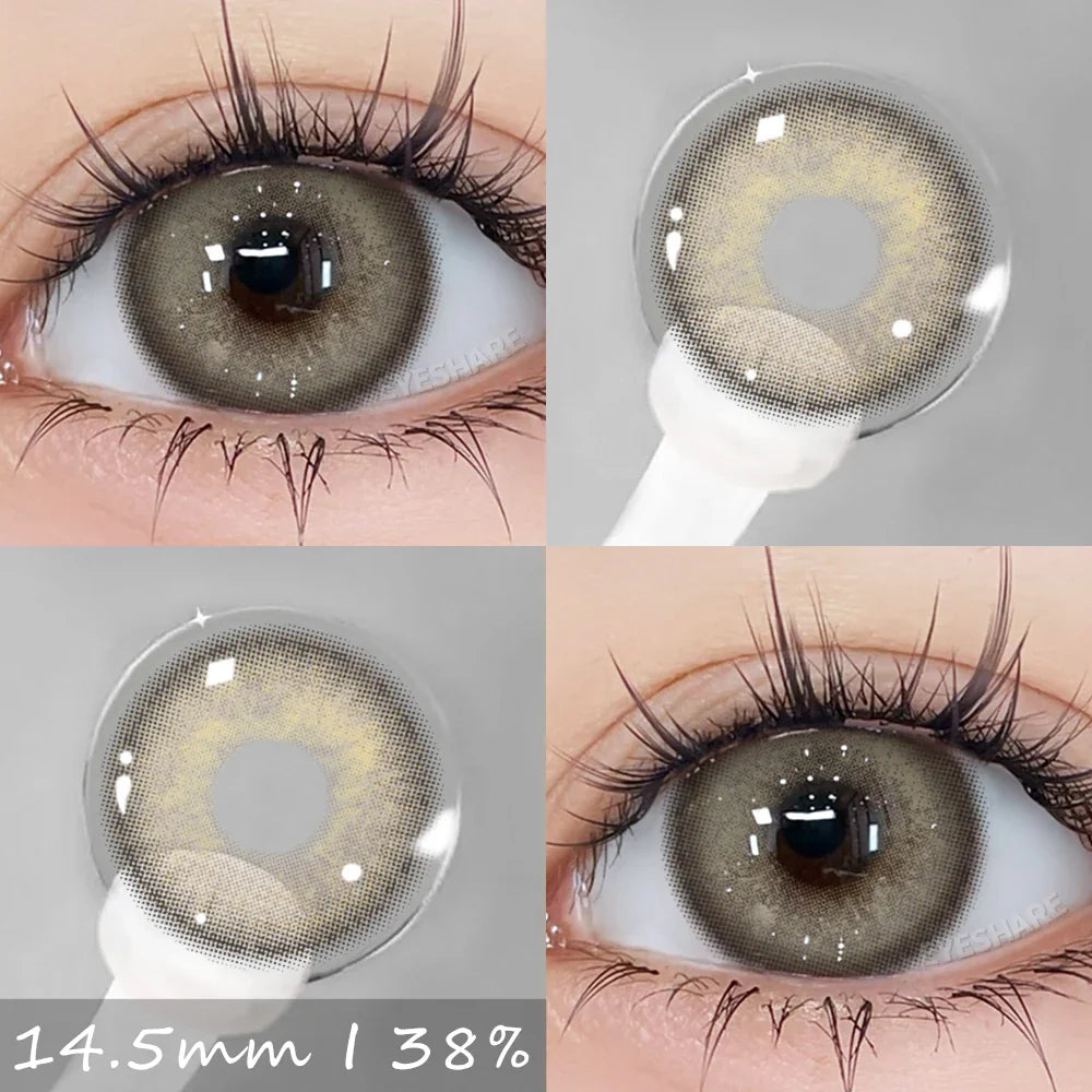 Rynx | Natural Color Contact Lenses 2 Pieces Fashion Blue Lenses Gray Pupils Lens Brown Beautiful Pupils Green Lens Annual 14.5mm