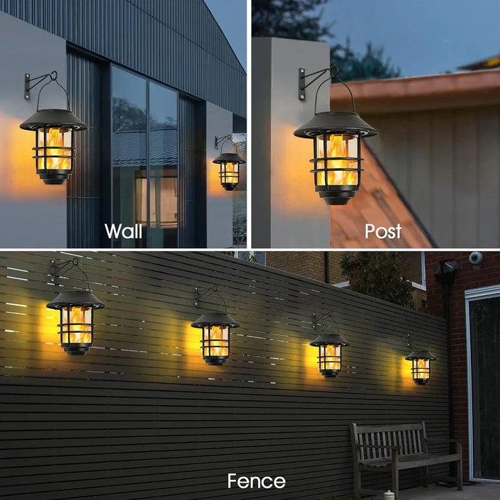 Lisslune | Solar Wireless Waterproof Flickering Sun Flame Lantern Light | - WallLant