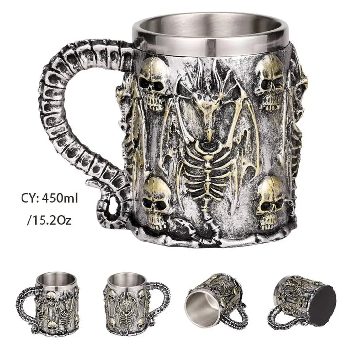 Lisslune | Medieval Dragon Resin Stainless Steel Mug as Coffee Mug or Tea Mug