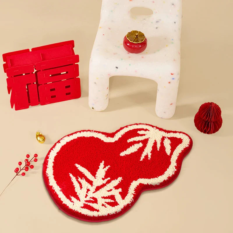 Rynx | Chinese Lantern Tufting Bedroom Rug Red Lucky Pumpkin Living Room Rug Area Mat Bathroom Mat Doormat Aesthetic Home Decor