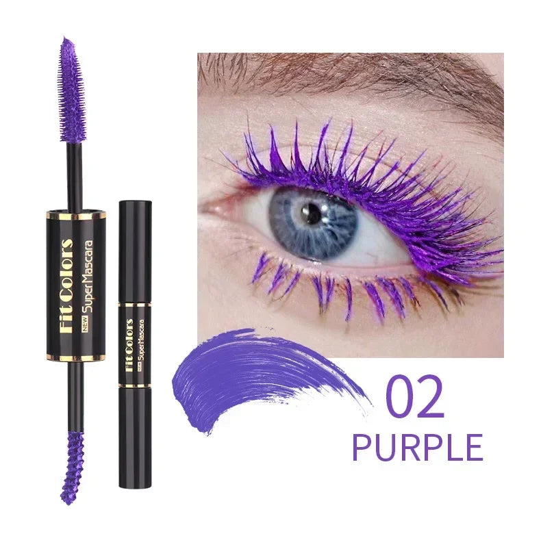 Rynx | 1pc Double Head Water Drying Colorful Mascara Eyelash Extension Thick Curl Quick Drying Long Lasting Blue Purple White Mascara