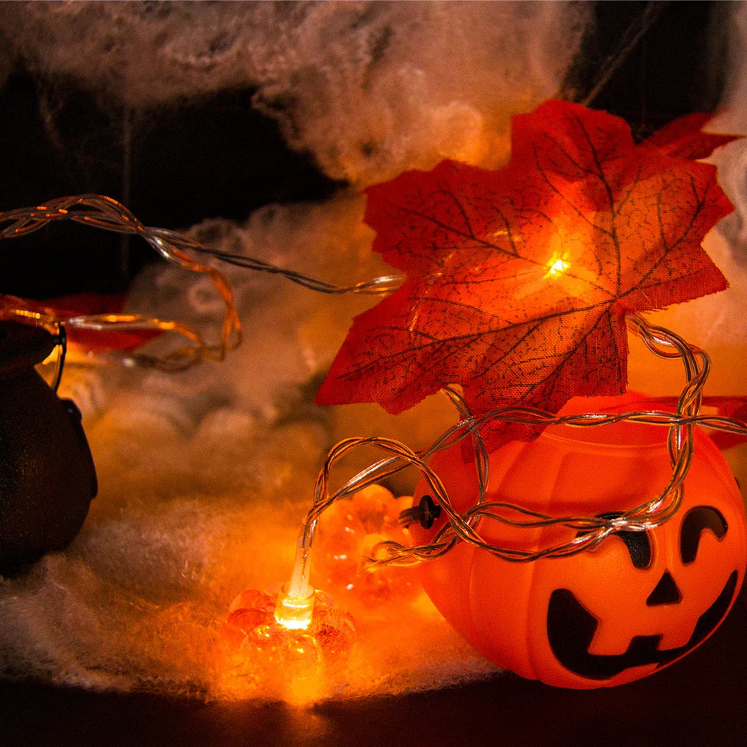Rynx | Artificial Autumn Maple Leaves Pumpkin Garland LED Fairy String Light Christmas Thanksgiving Decoration DIY Halloween Party Home