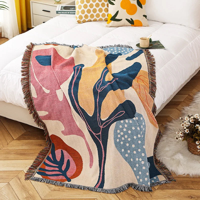 Rynx | Textile City Ins Alice Plant Pattern Sofa Blanket Outdoor Camping Leisure Blanket Home Decor Throw Blanket 130x160cm
