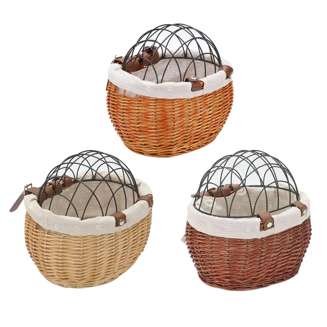 Lisslune | PawRide | Front-Mounted Wicker Dog Bike Basket – Safe, Stylish & Weatherproof