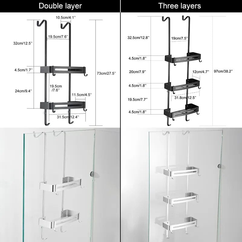 Lisslune | Sleek Shower Nail-Free Dual Layer Organizer Rack