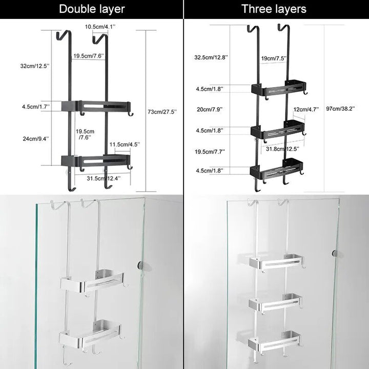 Lisslune | Sleek Shower Nail-Free Dual Layer Organizer Rack