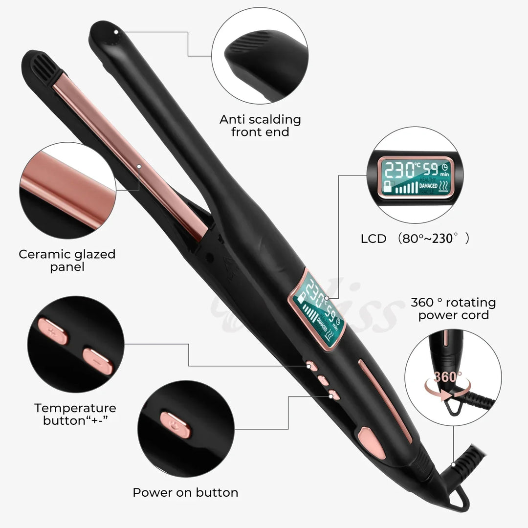 Lisslune | Pencil flat iron straightener & curling wand 2-in-1