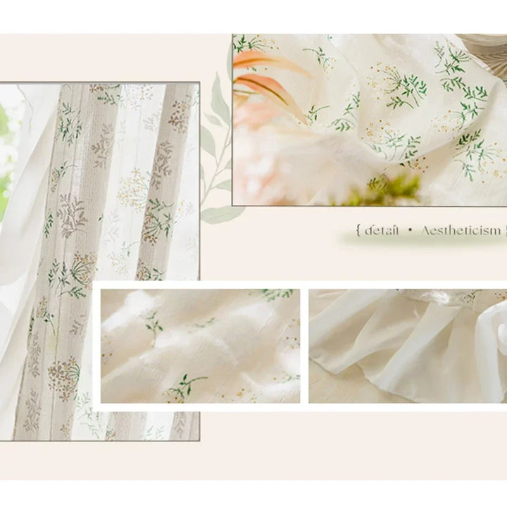 Rynx Korean Ruffle Daisy Curtains Street Bags Shadow Curtain Floral for Kitchen Bedroom Living Room Bay Window Closet Curtain