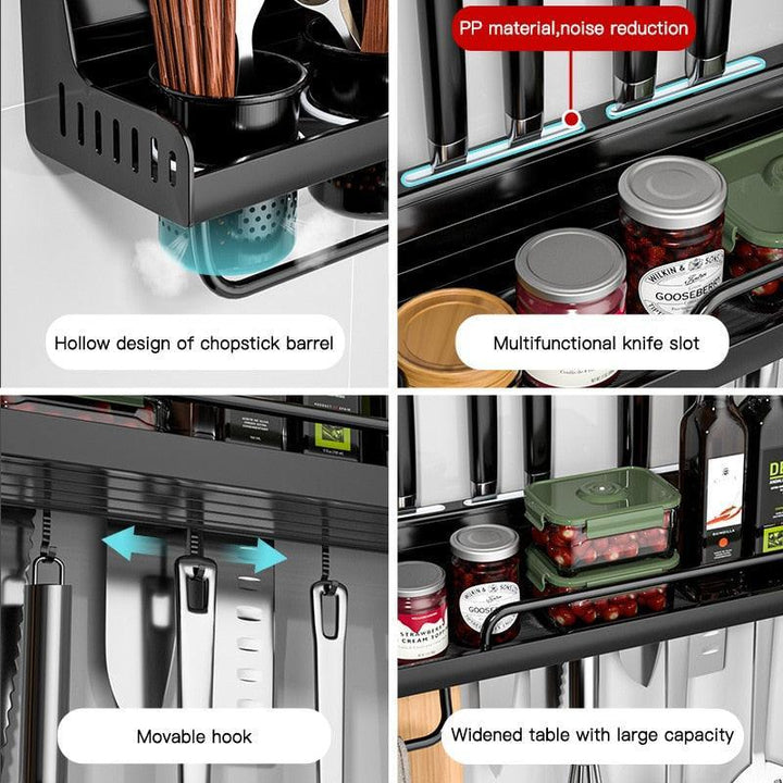 Lisslune | Wall-mounted aluminum kitchen organizer with chopstick holder - Maximize space efficiency