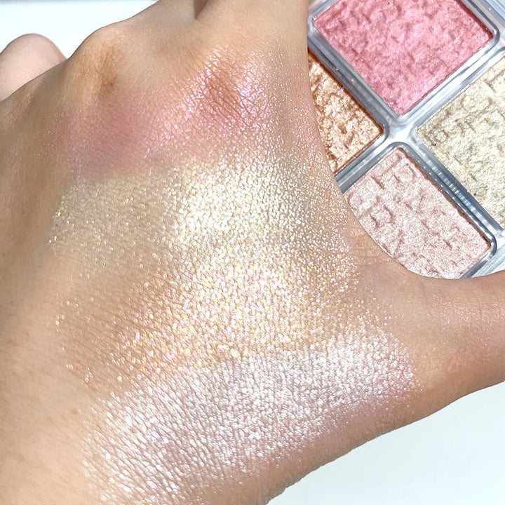 Rynx | 4 Colors Diamond Shimmer Highlighter Powder Palette Makeup Glow Face Contour Palette Illuminator Highlight Eyeshadow Cosmetics