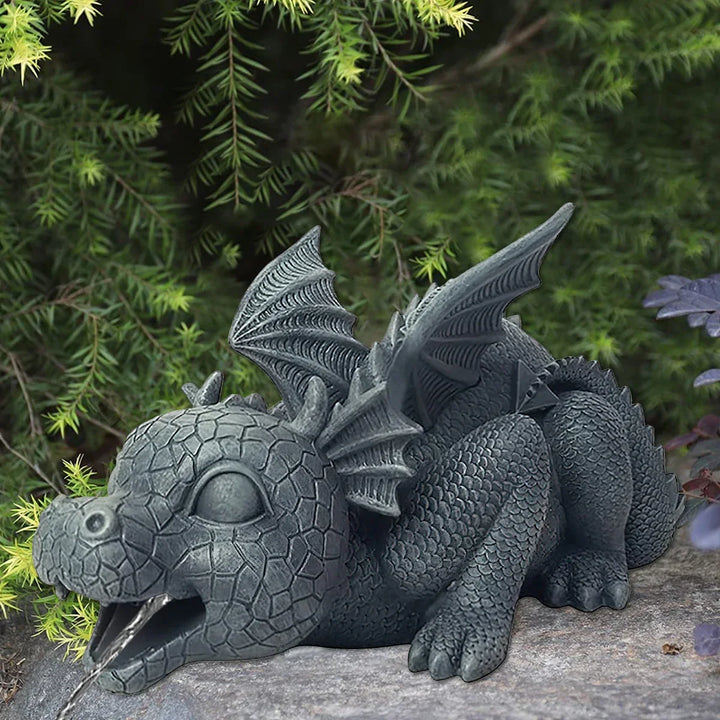 Lisslune | Water spraying dragon statue made of resin Weatherproof Realistic water spray scenes resin garden decoration