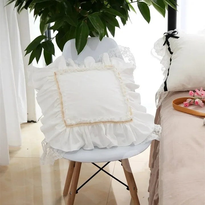 Rynx Top Luxury khaki European embroidery pillowcase large ruffle lace pleated pillowcase cake layers princess bedding pillowcase