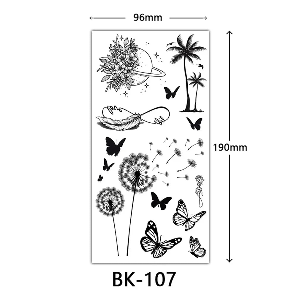 Rynx | 1PCS Sketch Flower Tattoo Sticker Black Datura Arm Legs Tattoo Temporary Waterproof Durable Sexy Tattoo Stickers For Women Body