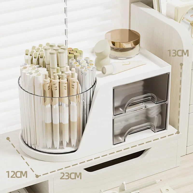 Rynx | Rotatable Organizer Boxes Removable Storage Organizer Makeup Brushes Lipstick Drawer Style Desk Makeup Storage Organizer