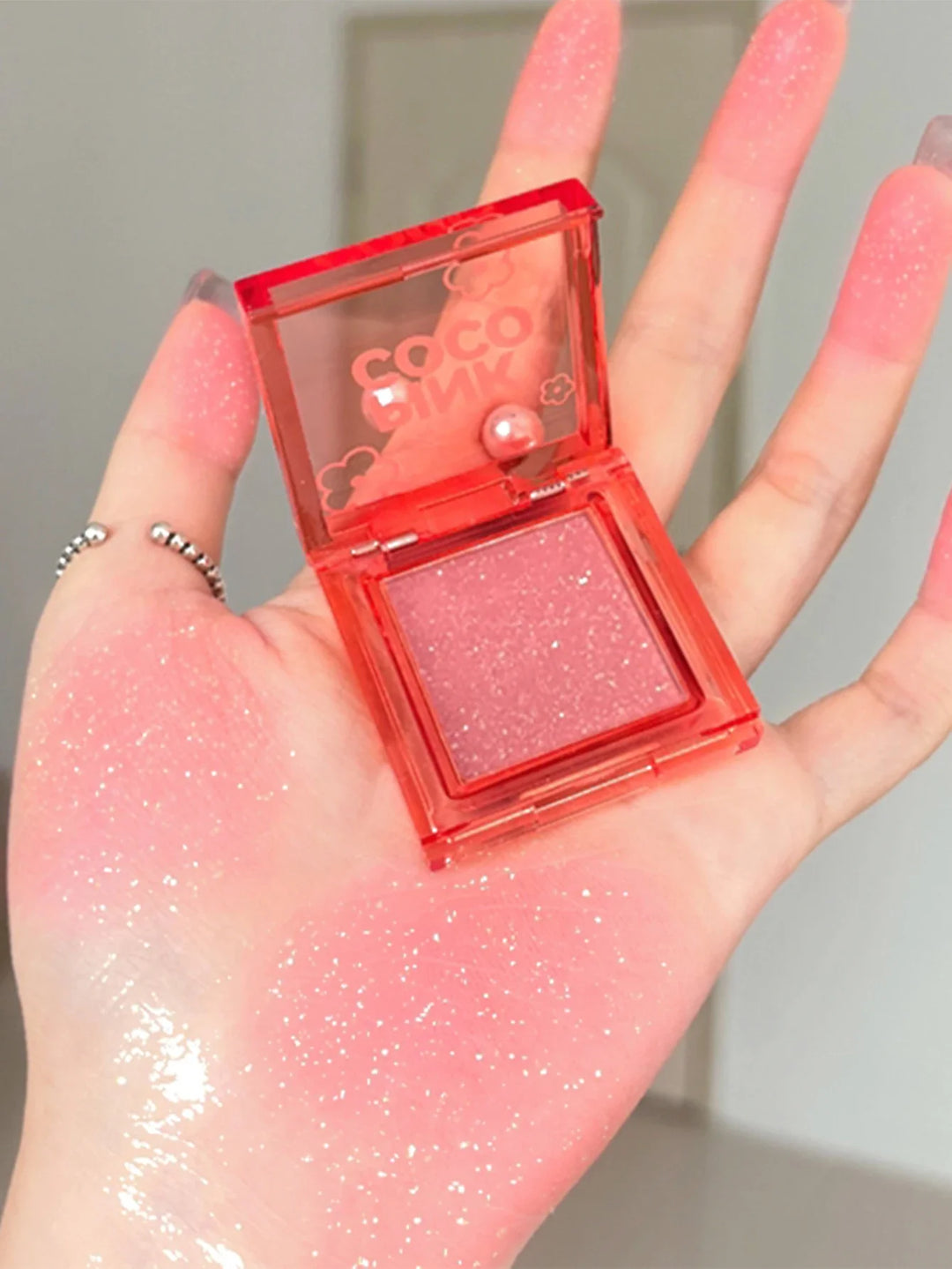 Rynx | fine shimmer soft mist tipsy pink solid natural fine shimmer eyeshadow blush a palette for multiple applications