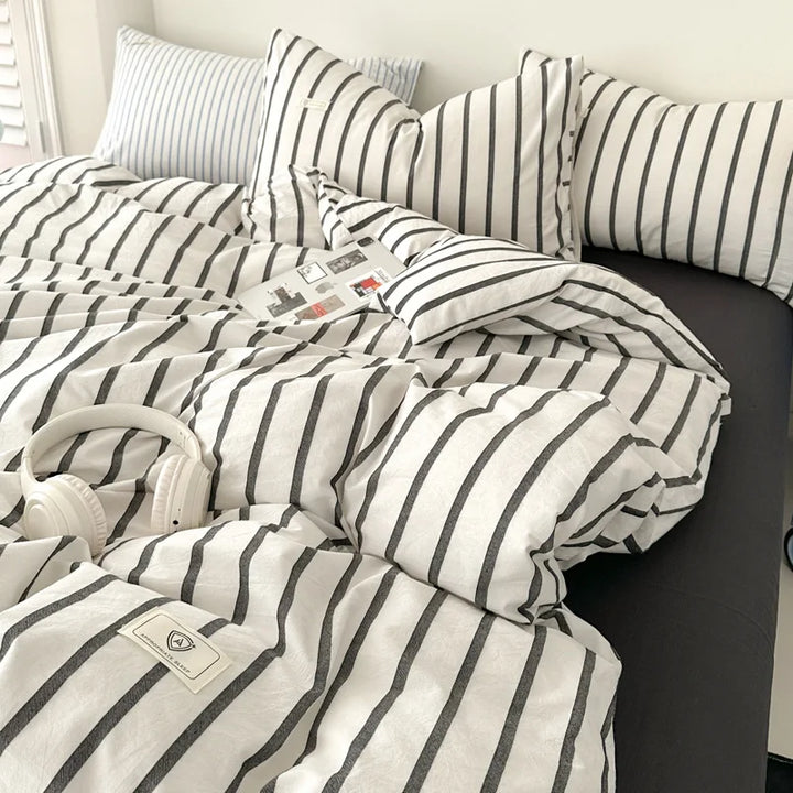 Rynx | Yellow striped bedding duvet cover set with pillowcase bedding single and double bed bedding duvet cover set queen/king double