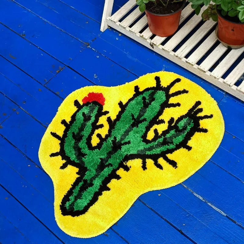 Rynx | Tufting Mashroom Cactus Bathroom Mat Bedroom Plant Rug Living Room Rug Function Doormat Door Mat Cartoon Home Children's Room Decor