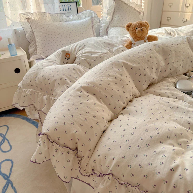Rynx | Cute Print Bed Sheet Set Girls' Room Bedding Set Single/Double/Queen/King Size Bedding Set Soft Bedding sábanas para cama