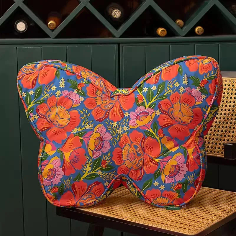 Rynx | Colorful Butterfly Cushion Chinese Style Flower Crown Back Support Cushion Sofa Chair Padding Aesthetic Living Room Decoration