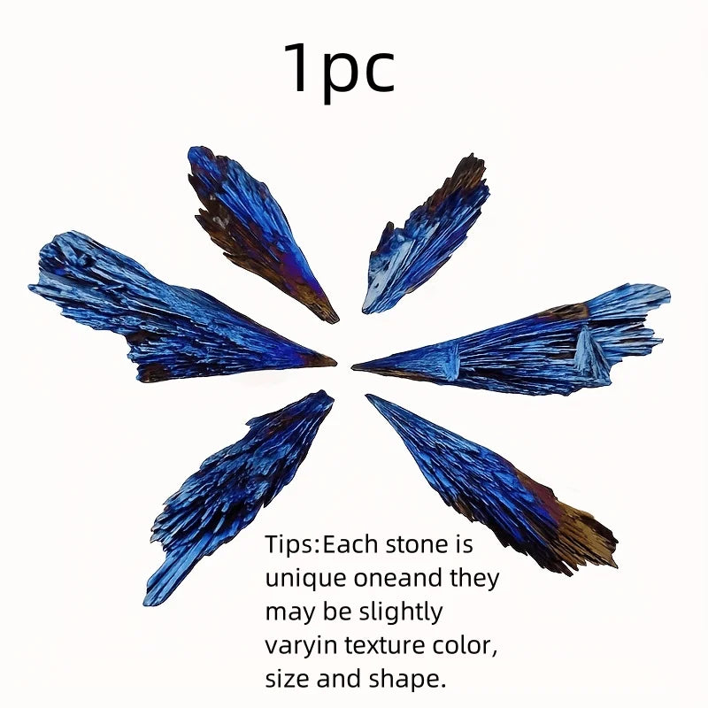 Rynx | Peacock Blue Tail Flame Feather Black Topaz Crystal Cluster-original Stone, Craft Galvanization Mineral Sample