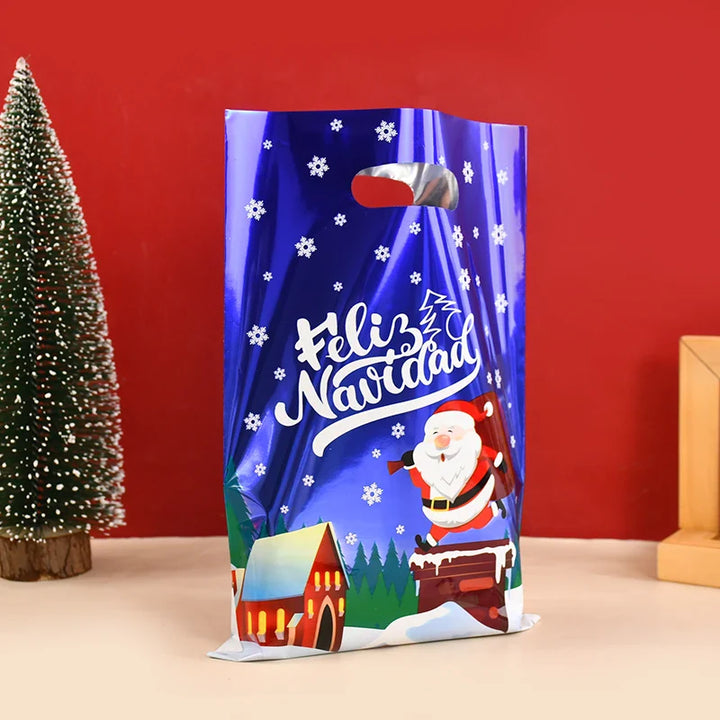 Rynx 10/30 Piece Christmas Gift Bags Cartoon Plastic Candy Cookie Packaging Bags 2024 Christmas Decoration for Home Kids New Year Gift 2025