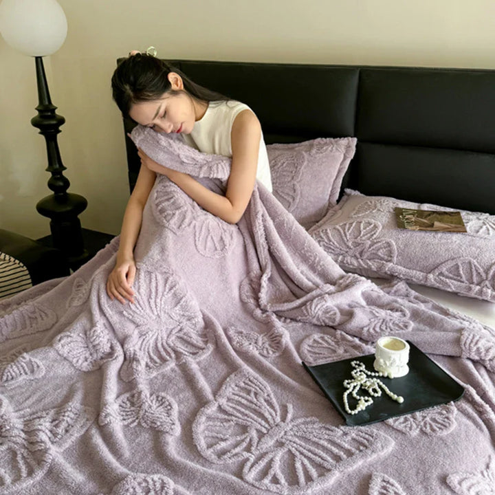 Rynx | Summer blanket Cool blanket 2024 New velvet solid color Jacquard multifunctional throw blanket, Jacquard butterfly style