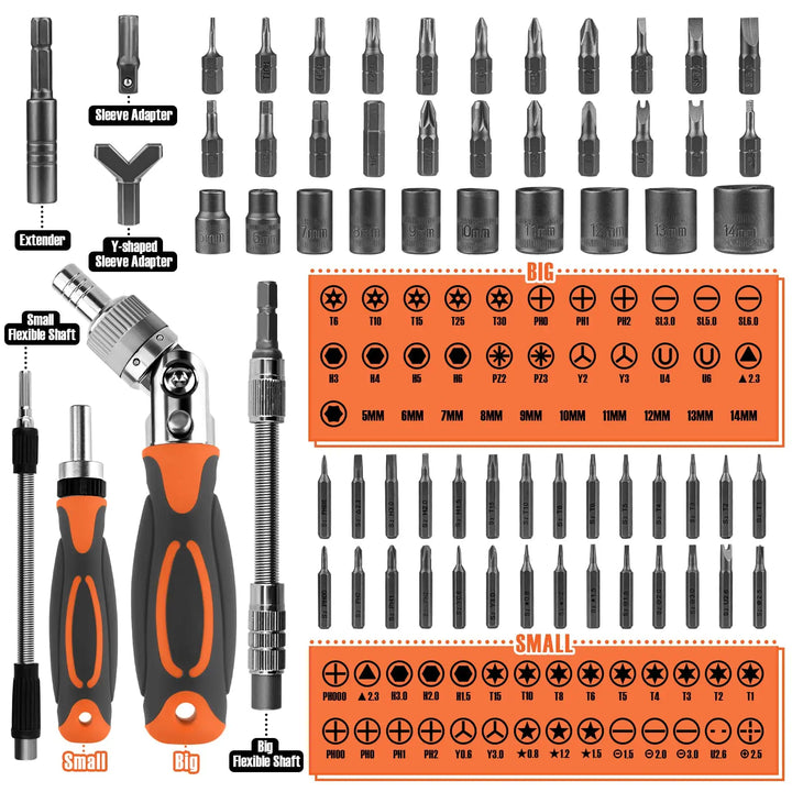 Lisslune | 68-in-1 Ratchet Screwdriver Set with Magnetic Bits & Extension Rod – FortiDrive
