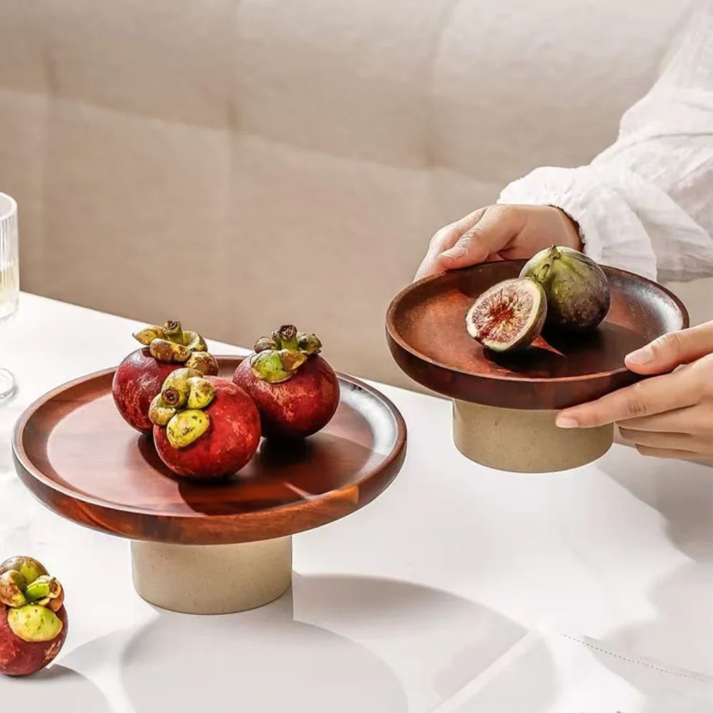 Rynx | Japanese Cake Fruit Plate Wooden Egg Holder Dessert Storage Rack Ceramic High Foot Snack Decorative Plate Kitchen Accessories