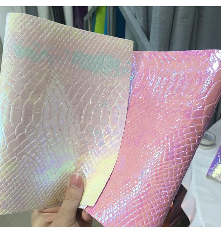 Lisslune | Pressed Holographic Crocodile Synthetic Leather Crafting Sheet - Premium DIY Material