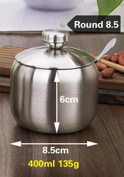 Lisslune | Elegant stainless steel spice storage and dispensing set with spoon