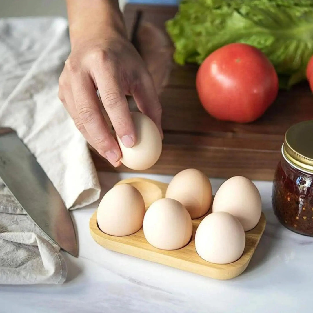 Lisslune | Stylish double-layer wooden egg organizer for chic kitchen decoration