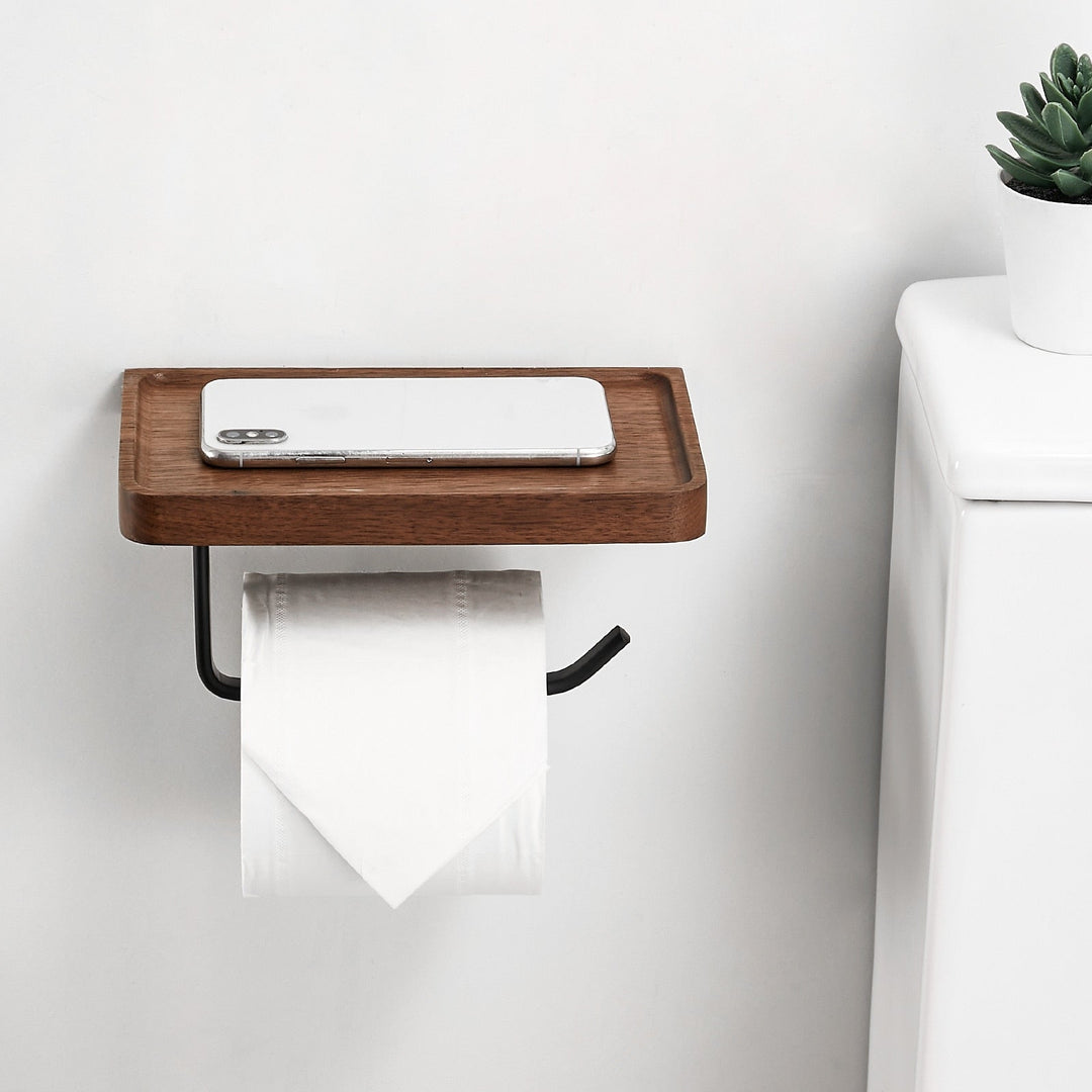 Lisslune | Wood storage towel roll toilet paper holder