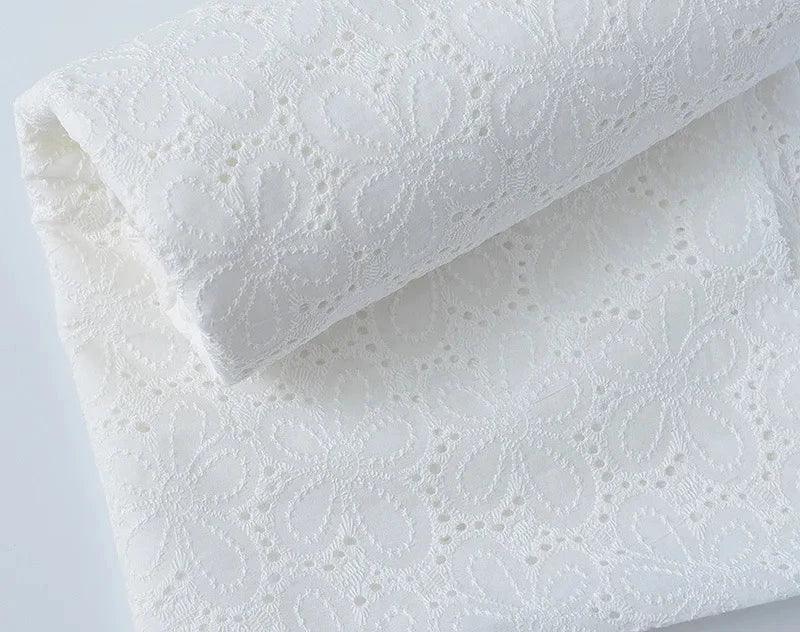 Lisslune | Elegant 100% Cotton White Lace Material