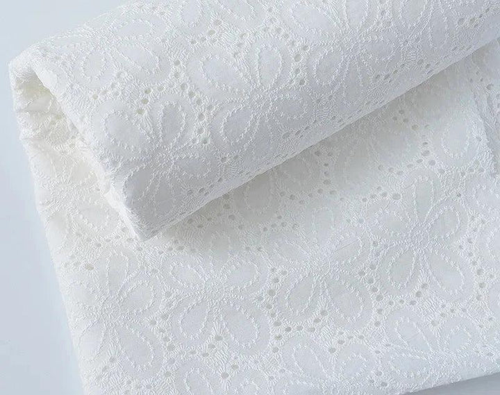 Lisslune | Elegant 100% Cotton White Lace Material
