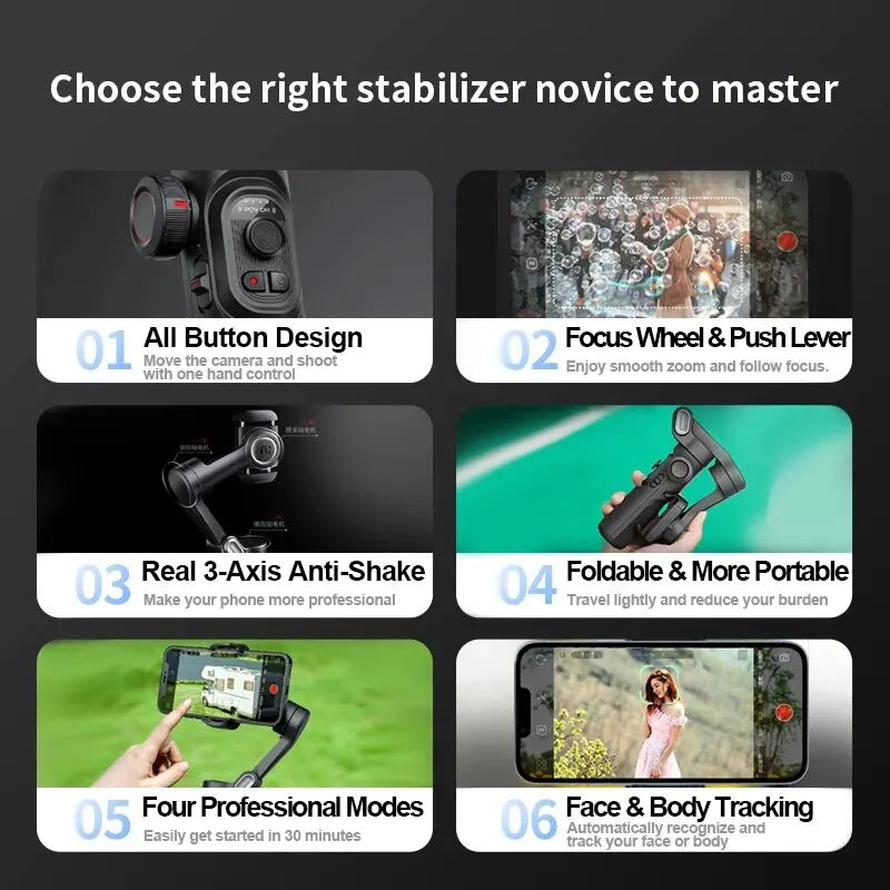 Lisslune | 3-Axis Smartphone Gimbal Stabiliser with AI Tracking & Face Detection – Alvion