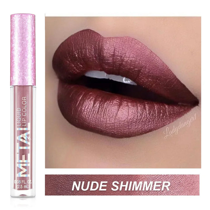 Rynx | Metallic Lip Gloss 12 Colors Glitter Matte Liquid Lipstick Waterproof Shiny Shimmering Lip Tint Long-lasting Party Festival Lip Makeup