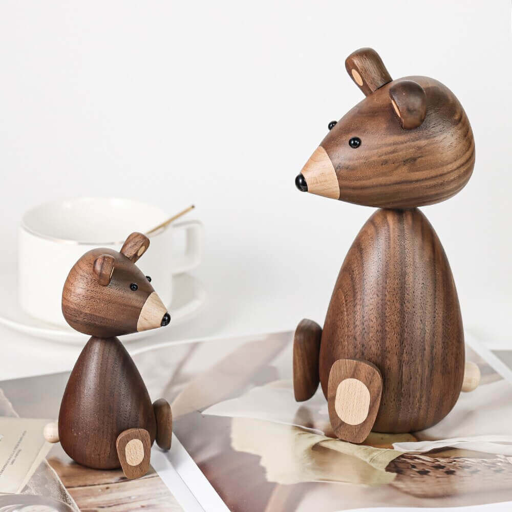 Lisslune | WoodlandWhimsy – Legend Bear Wooden Figure with Minimalistic Charm