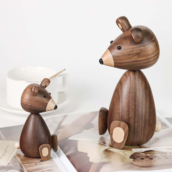 Lisslune | WoodlandWhimsy – Legend Bear Wooden Figure with Minimalistic Charm