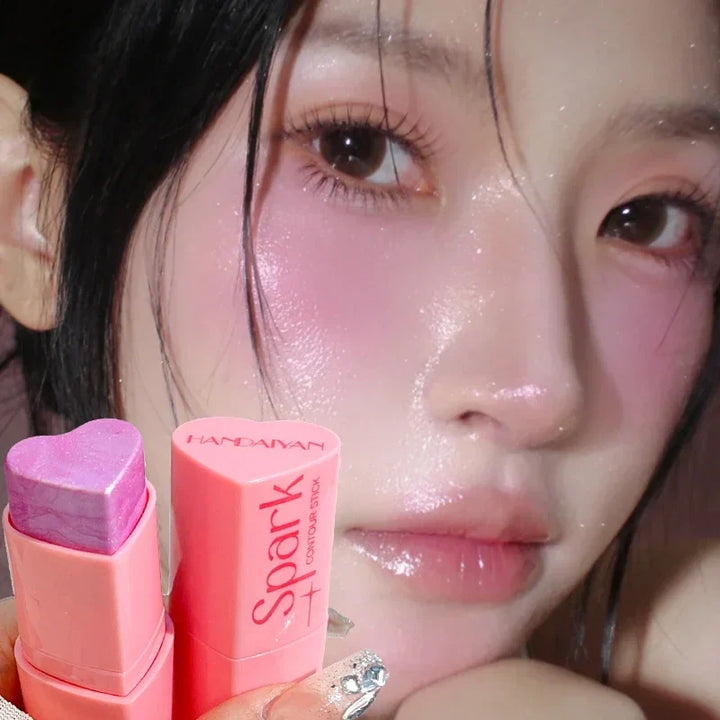 Rynx | Heart-shaped Highlighter Blush Stick Brightening Face Blush Cream Waterproof Contour Illuminator Highlight Blush Korean Makeup