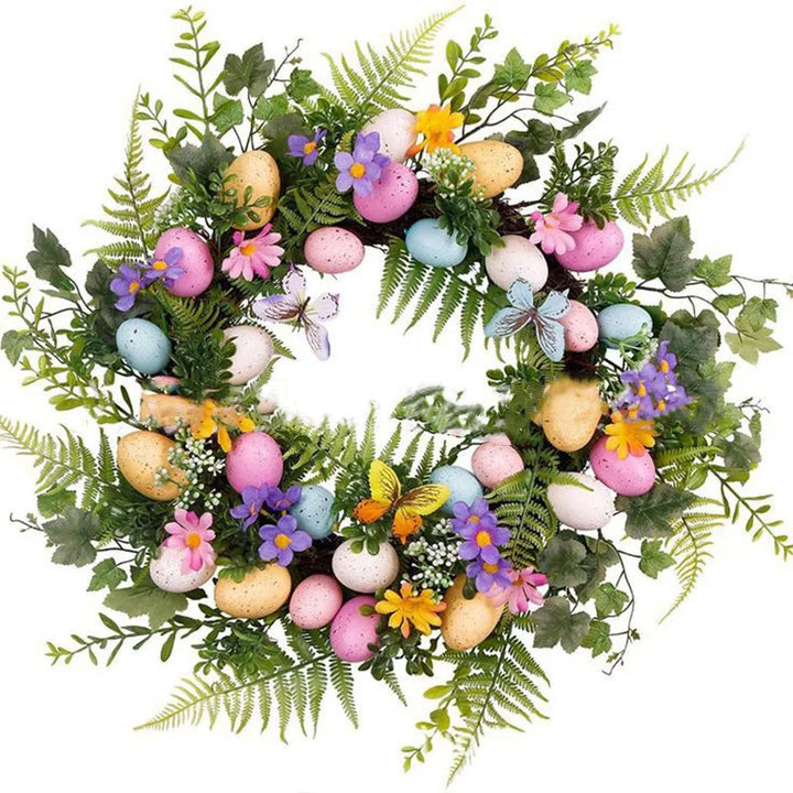 Lisslune | 5 Style Bow Ribbon Easter Egg Wreath Easter Egg Garland Door Ornaments Wall Decor Happy Easter 2023 Decor for Home Kids