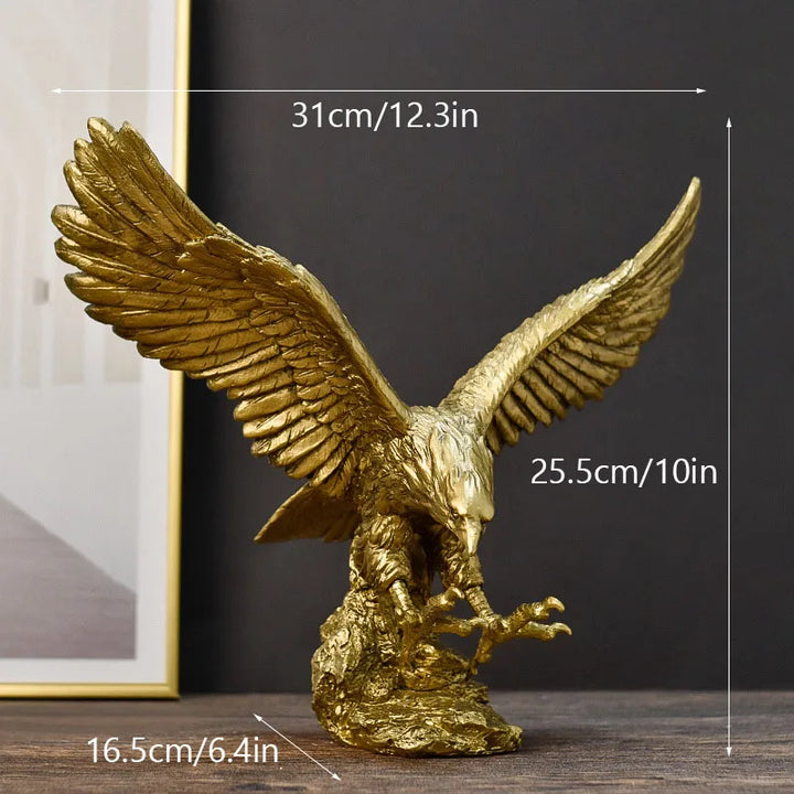 Lisslune | Resin Golden Eagle Statue Art Animal Model Collection Ornament Home Office Desk Feng Shui Decor Figures simple