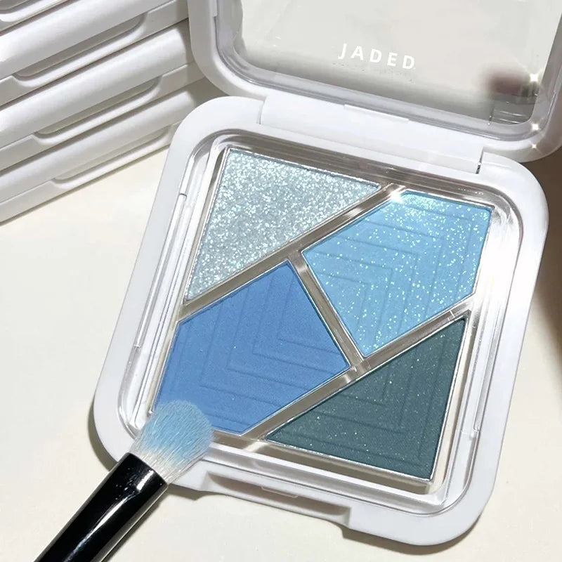 Rynx | Blue 4 Colors Eyeshadow Palette Matte Glitter Green Eyeshadow Pink Black Eyeshadow Pigments Shadows Professional Makeup Palette