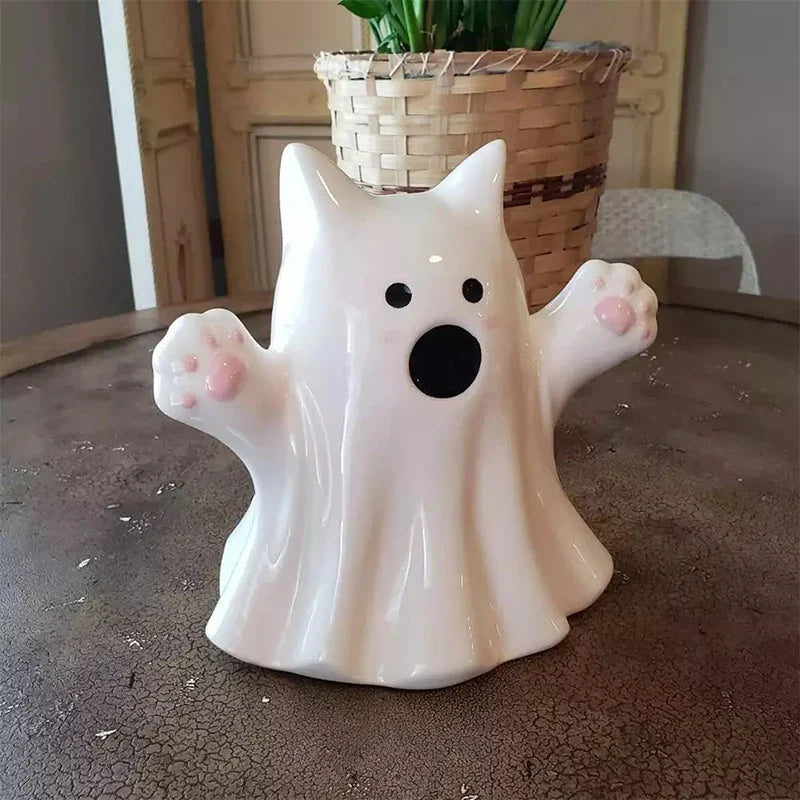 Rynx | Halloween Ghost Ornament Creative Pumpkin Bat Cat Bow Style Resin Ornament Home Living Room Bedroom Office Desk Decoration