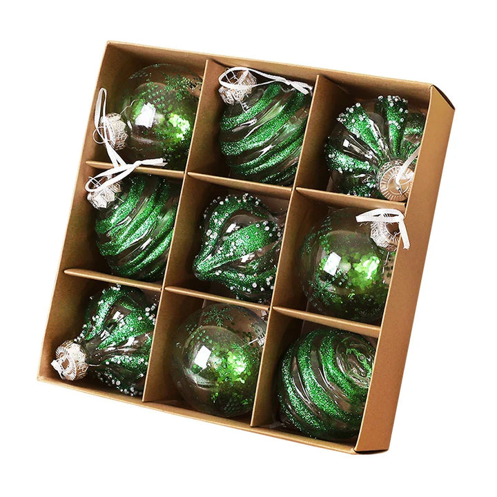 Rynx 9PCS 8CM Christmas Balls Decorations Champagne White Xmas Tree Hanging Ornaments Pendants 2025 New Year Party Home Decor Navidad