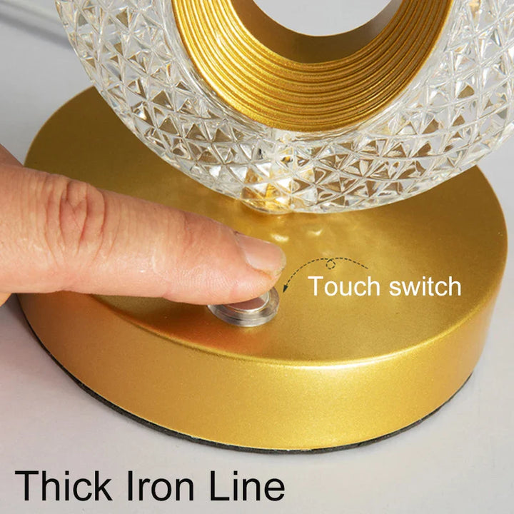 Lisslune | Crystal LED Table Lamp: Dimmable, USB Charging, Touch & Remote Control