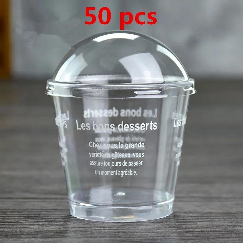 Lisslune | Elegant clear dessert cup collection with lids and spoons - Perfect for ice cream, yogurt, and mousse